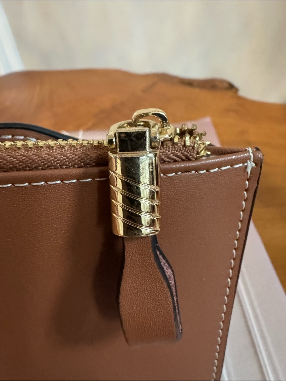 Brown Women’s Checkbook Wallet Snap Closure, ID Window, Zipper Pocket - Picture 6 of 11